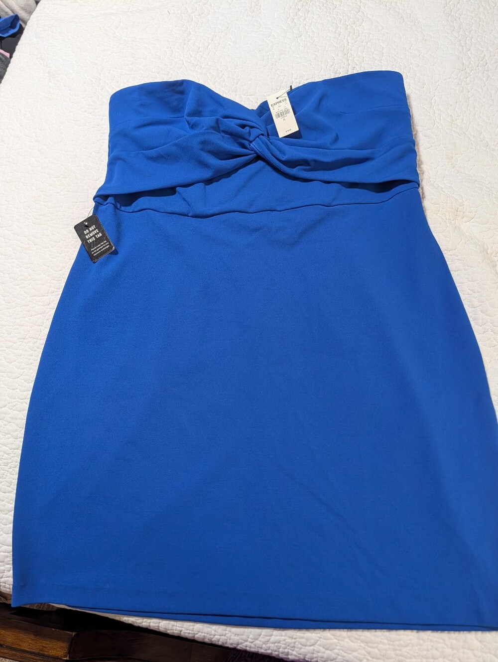 Express Strapless Knot-Front Dress in Royal Blue